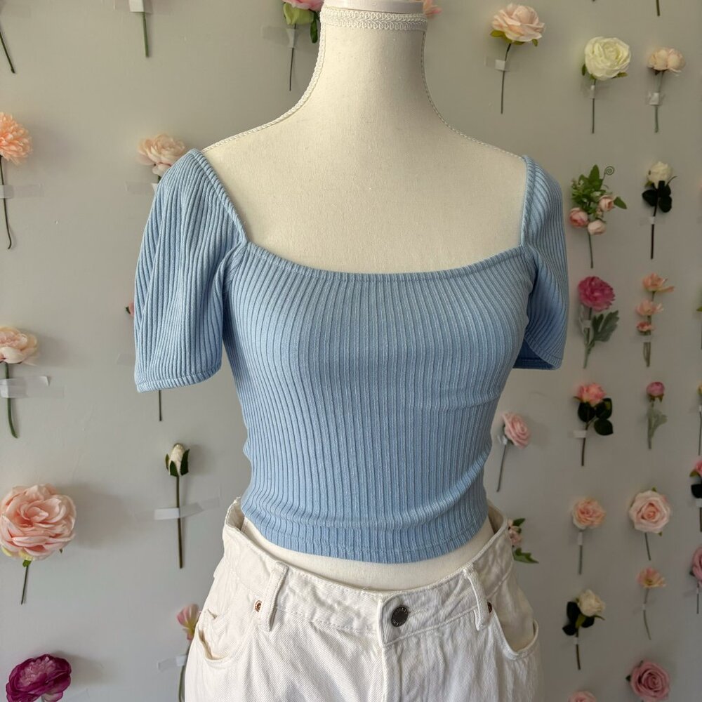 H&M Blue Knit Crop Top | Size XS